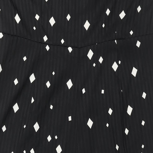 Pieces Womens Black Geometric Polyester Jumpsuit One-Piece Size XL L25 in Zip - Button
