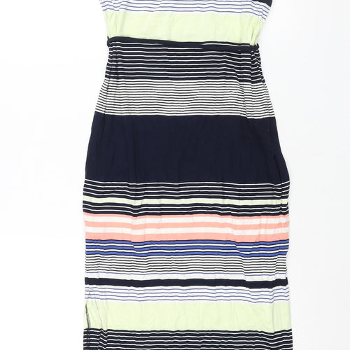 Oasis Womens Multicoloured Striped Viscose Shift Size XS V-Neck Pullover - Belted