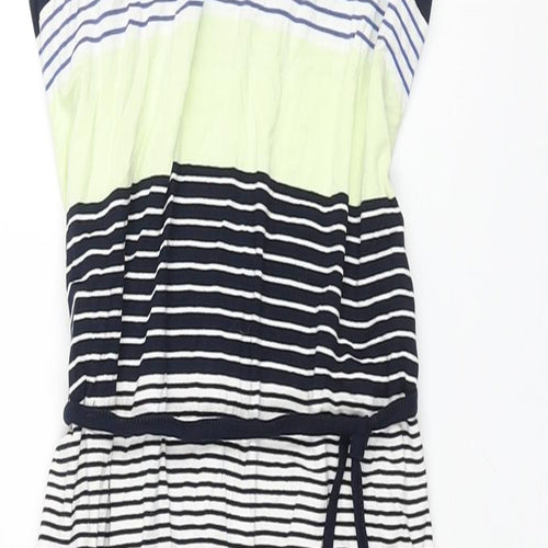 Oasis Womens Multicoloured Striped Viscose Shift Size XS V-Neck Pullover - Belted