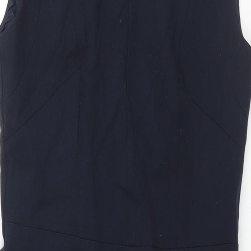 Marks and Spencer Womens Blue Polyester Pencil Dress Size 12 Round Neck Zip