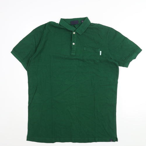 Scotch & Soda Mens Green Cotton Polo Size XL Collared Button