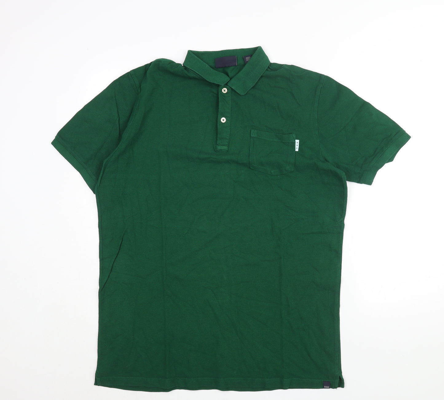 Scotch & Soda Mens Green Cotton Polo Size XL Collared Button