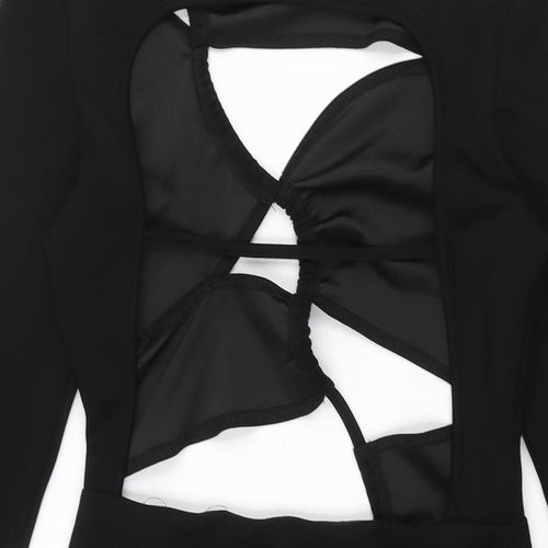Luxe To Kill Womens Black Polyester Bodycon Size 10 Round Neck Pullover - Cut Out Backless