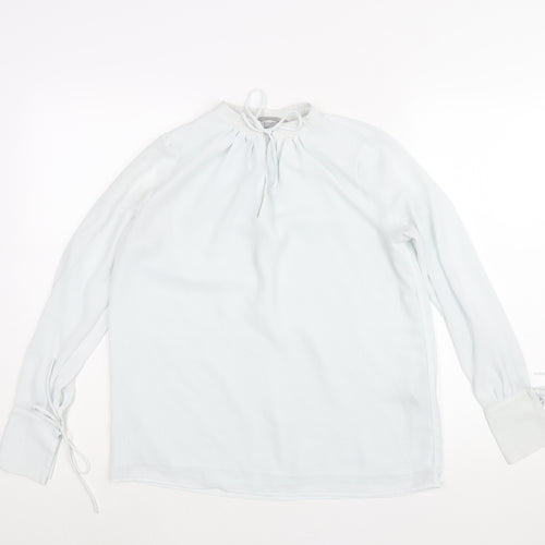H&M Womens Blue Polyester Basic Blouse Size XS Mock Neck - Keyhole Neck