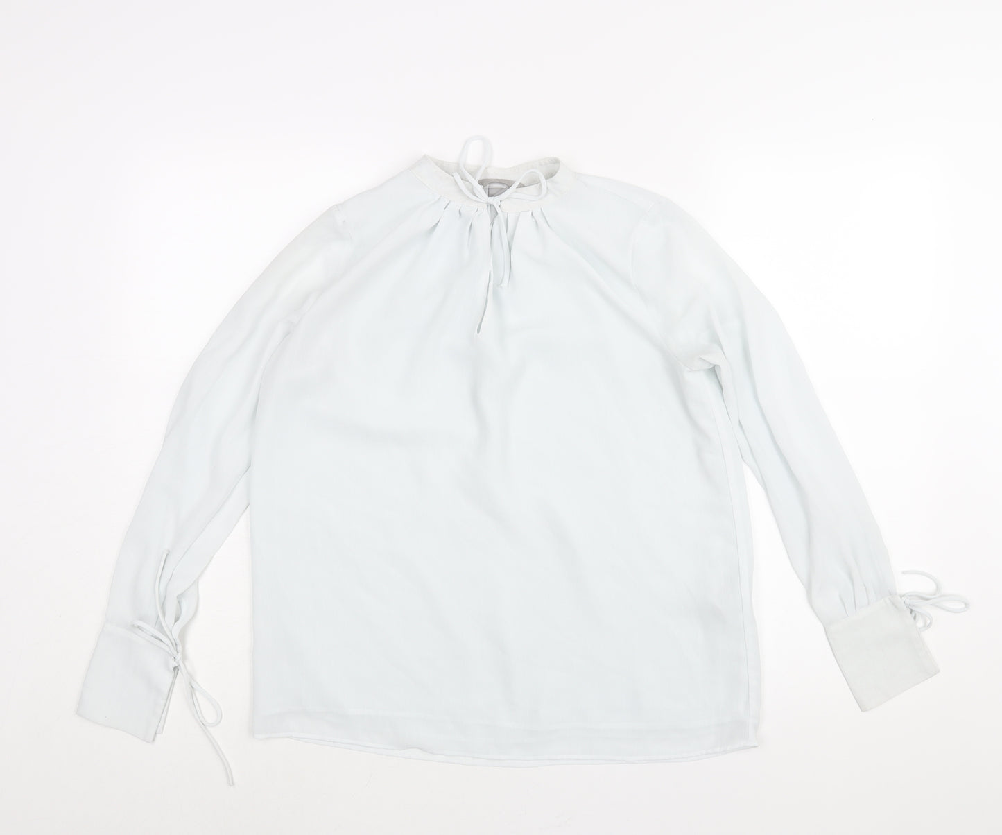 H&M Womens Blue Polyester Basic Blouse Size XS Mock Neck - Keyhole Neck