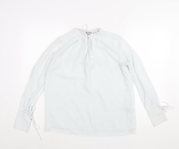 H&M Womens Blue Polyester Basic Blouse Size XS Mock Neck - Keyhole Neck