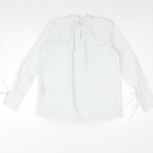 H&M Womens Blue Polyester Basic Blouse Size XS Mock Neck - Keyhole Neck