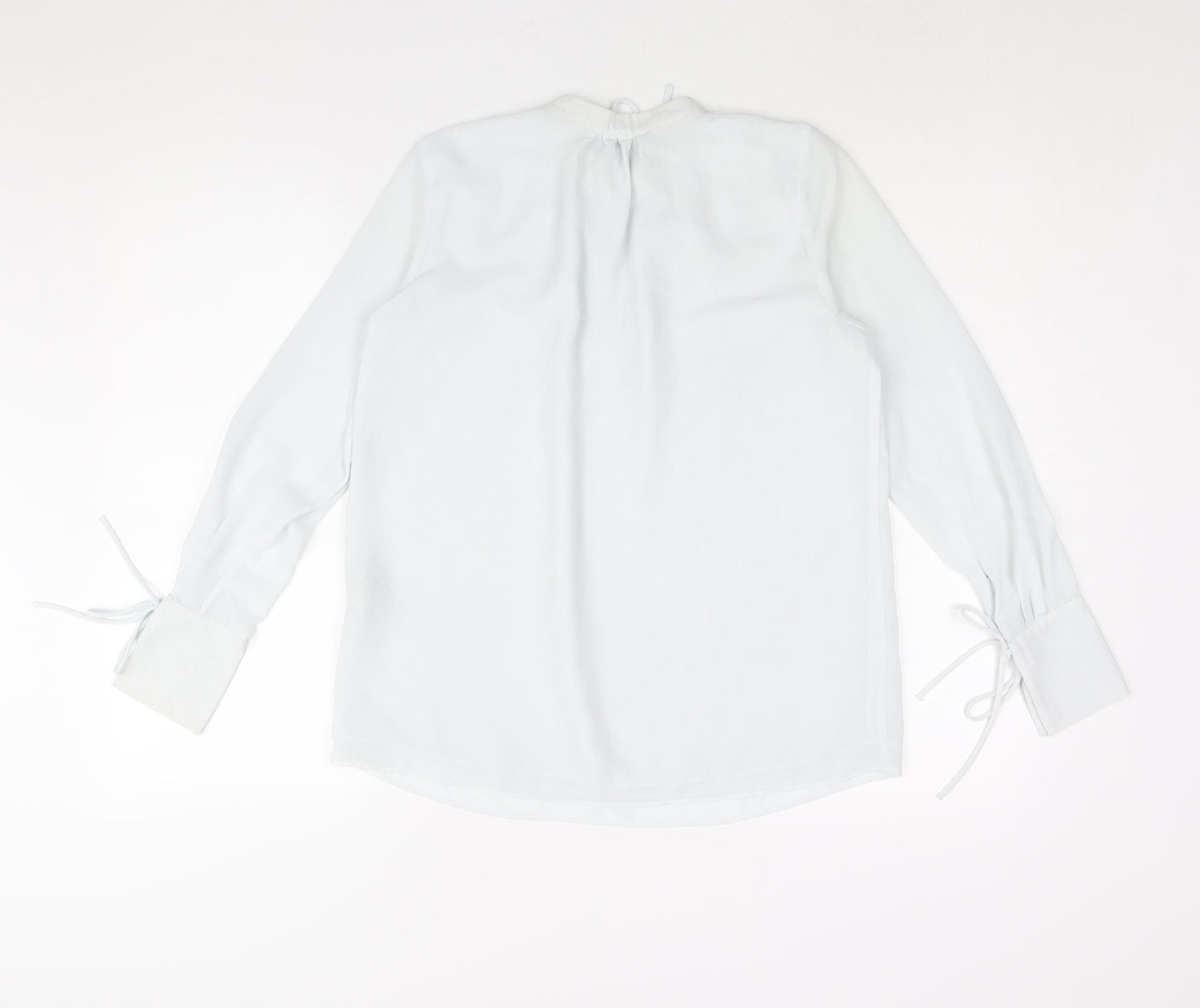 H&M Womens Blue Polyester Basic Blouse Size XS Mock Neck - Keyhole Neck