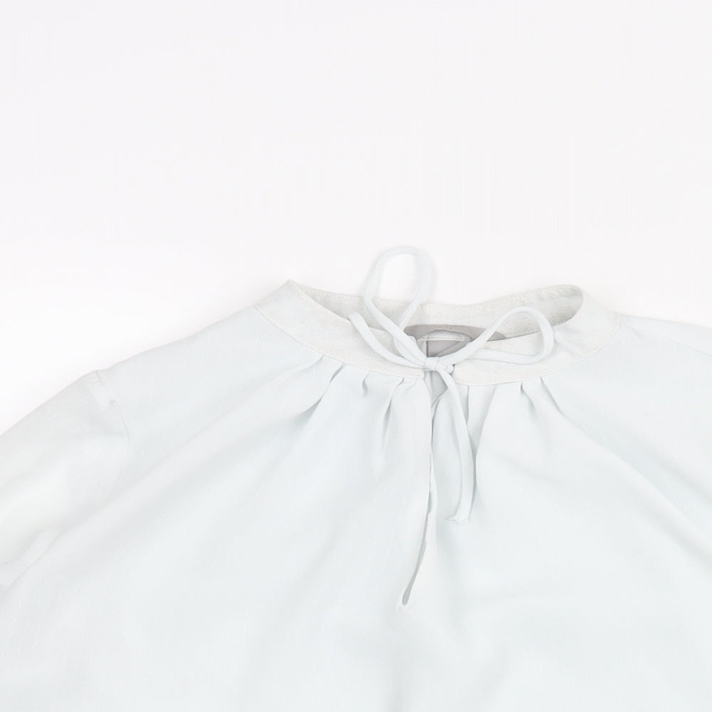 H&M Womens Blue Polyester Basic Blouse Size XS Mock Neck - Keyhole Neck
