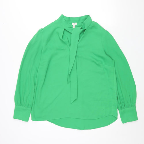 River Island Womens Green Polyester Basic Blouse Size 16 V-Neck - Tie Detail