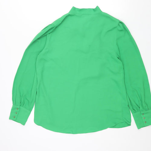 River Island Womens Green Polyester Basic Blouse Size 16 V-Neck - Tie Detail