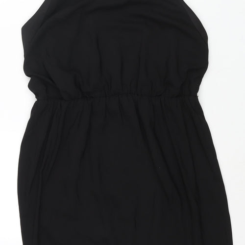 Coast Womens Black Polyester Shift Size 14 Round Neck Zip - Stud Detail