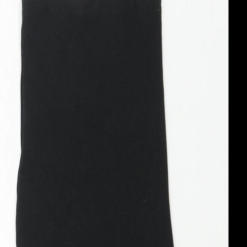 Zara Womens Black Cotton Mini Size S Square Neck Pullover - Ribbed