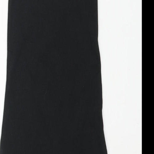 Zara Womens Black Cotton Mini Size S Square Neck Pullover - Ribbed