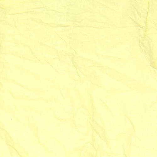 Cotton Traders Womens Yellow Cotton Basic Button-Up Size 14 V-Neck - Tie Detail