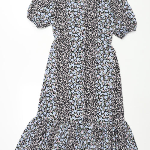 Miss Selfridge Womens Multicoloured Floral Polyester Shift Size 6 V-Neck Button