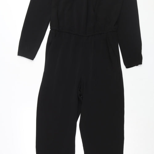 H&M Womens Black Polyester Jumpsuit One-Piece Size 8 L28 in Button