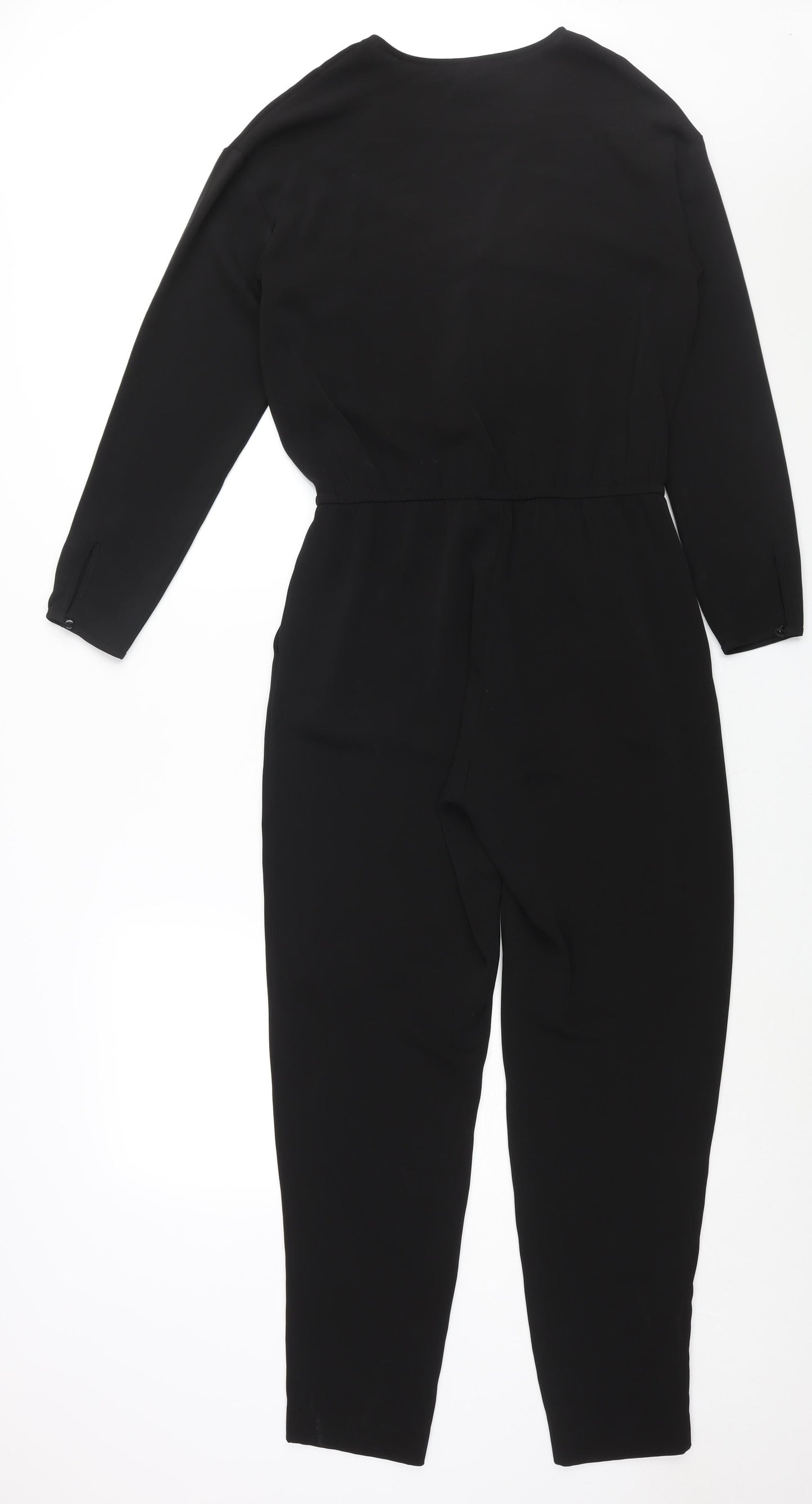 H&M Womens Black Polyester Jumpsuit One-Piece Size 8 L28 in Button