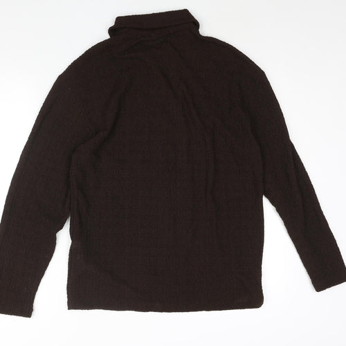 Zara Mens Brown Polyester Button-Up Size S Collared Button - Textured