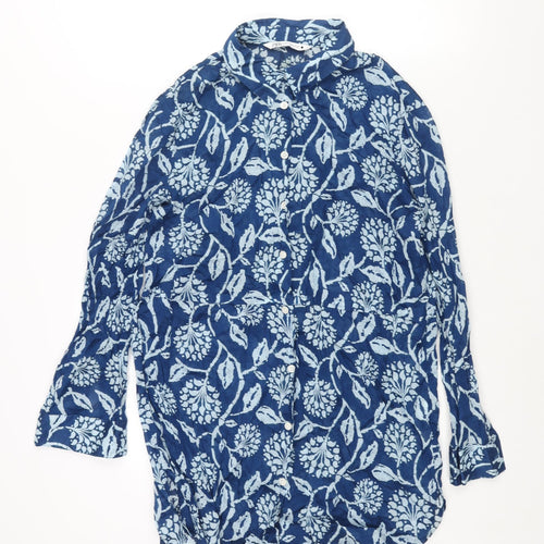 Zara Womens Blue Geometric Cotton Shirt Dress Size XS Collared Button - Floral Print