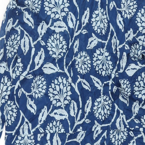 Zara Womens Blue Geometric Cotton Shirt Dress Size XS Collared Button - Floral Print