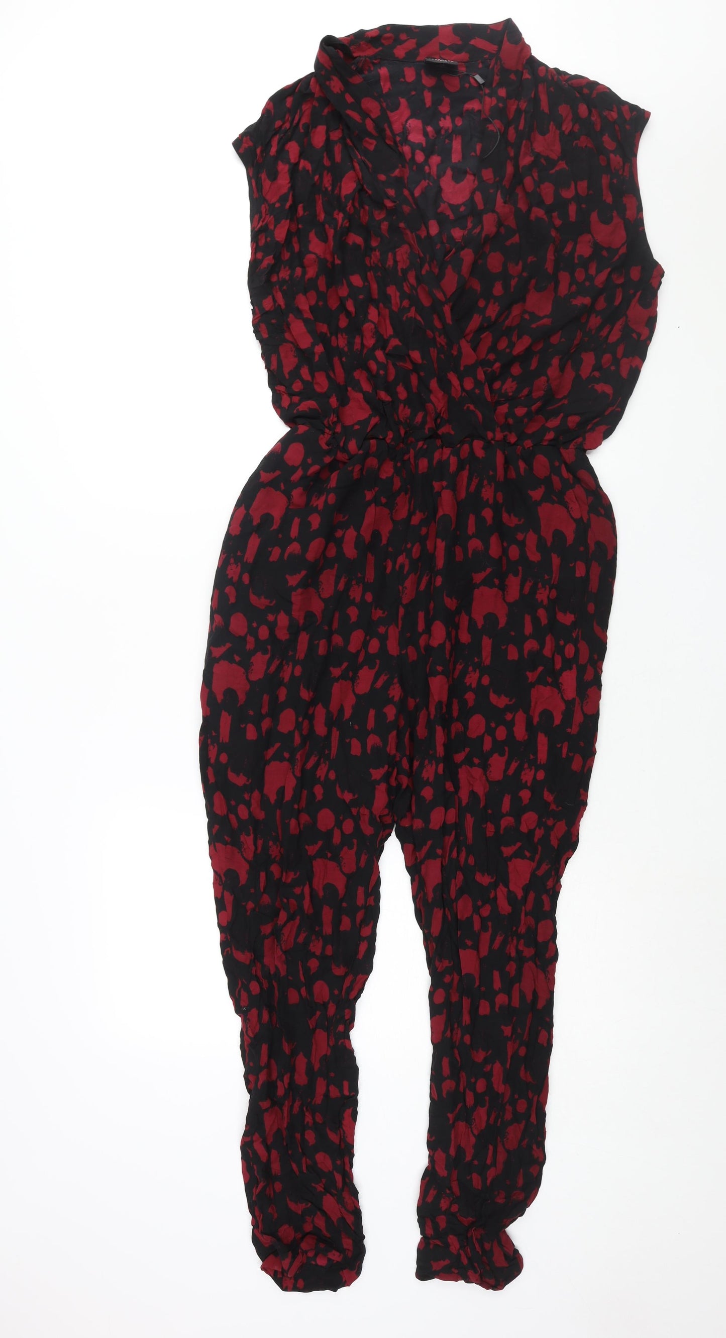 Selected Femme Womens Red Geometric Viscose Jumpsuit One-Piece Size 8 L28 in Pullover