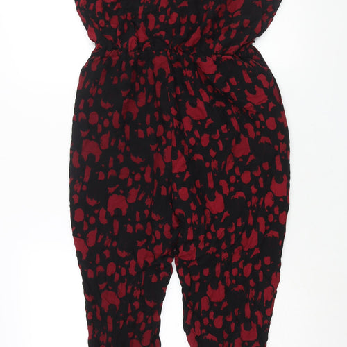 Selected Femme Womens Red Geometric Viscose Jumpsuit One-Piece Size 8 L28 in Pullover