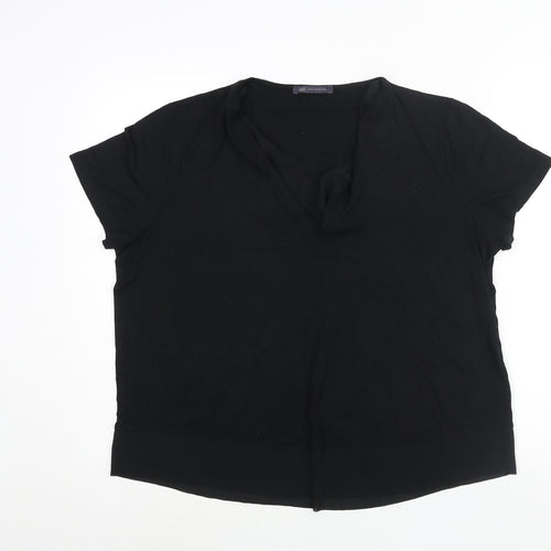 Marks and Spencer Womens Black Viscose Basic Blouse Size 16 V-Neck