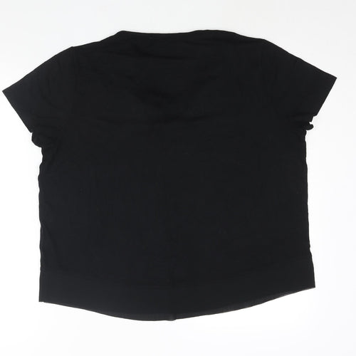 Marks and Spencer Womens Black Viscose Basic Blouse Size 16 V-Neck