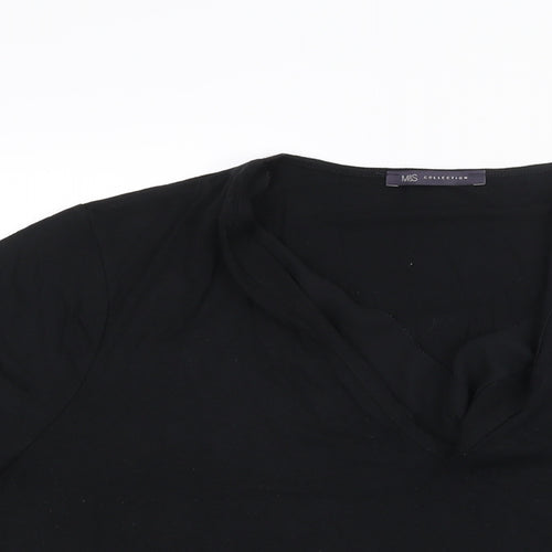 Marks and Spencer Womens Black Viscose Basic Blouse Size 16 V-Neck