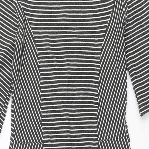 Goldi Womens Grey Striped Polyester Pencil Dress Size S Round Neck Pullover