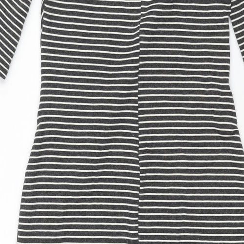 Goldi Womens Grey Striped Polyester Pencil Dress Size S Round Neck Pullover