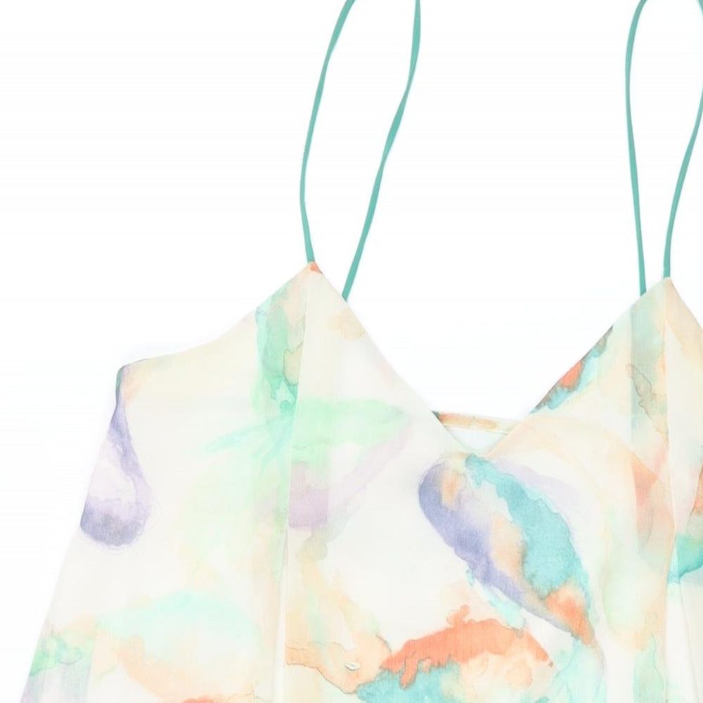 Zara Womens Multicoloured Geometric Polyester A-Line Size M Scoop Neck Pullover
