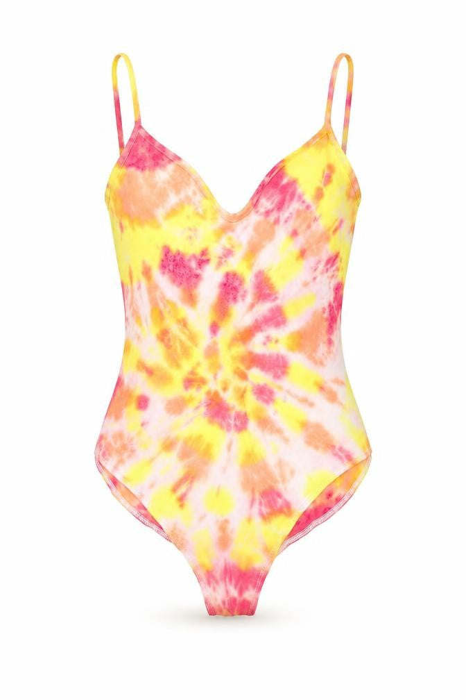 ASOS Womens Multicoloured Tie Dye Cotton Bodysuit One-Piece Size 10 Snap