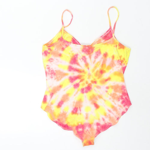 ASOS Womens Multicoloured Tie Dye Cotton Bodysuit One-Piece Size 10 Snap