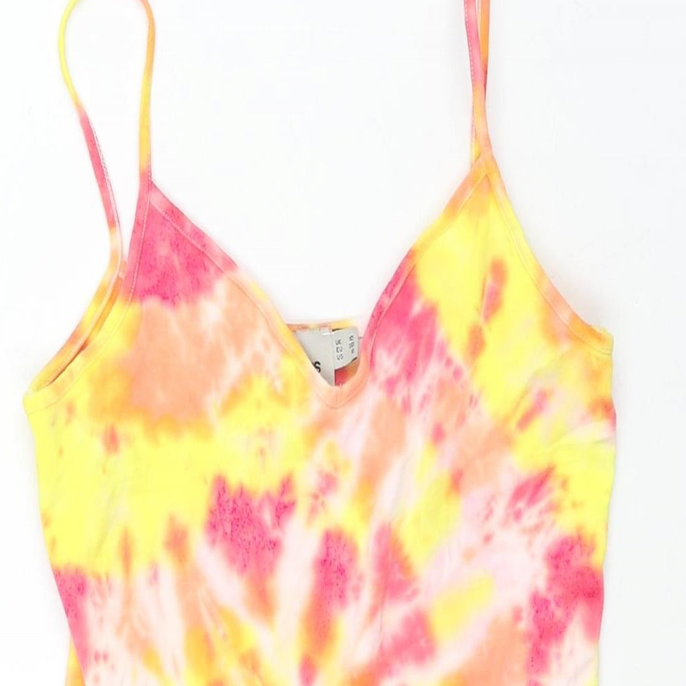 ASOS Womens Multicoloured Tie Dye Cotton Bodysuit One-Piece Size 10 Snap