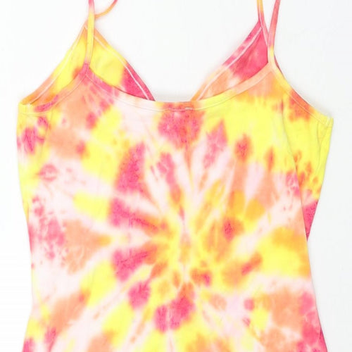 ASOS Womens Multicoloured Tie Dye Cotton Bodysuit One-Piece Size 10 Snap