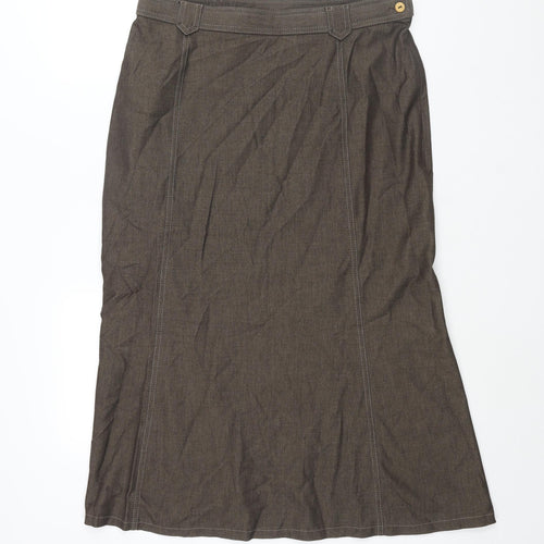 St Michael Womens Brown Polyester A-Line Skirt Size 16 Zip