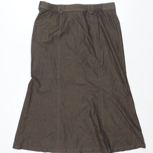 St Michael Womens Brown Polyester A-Line Skirt Size 16 Zip