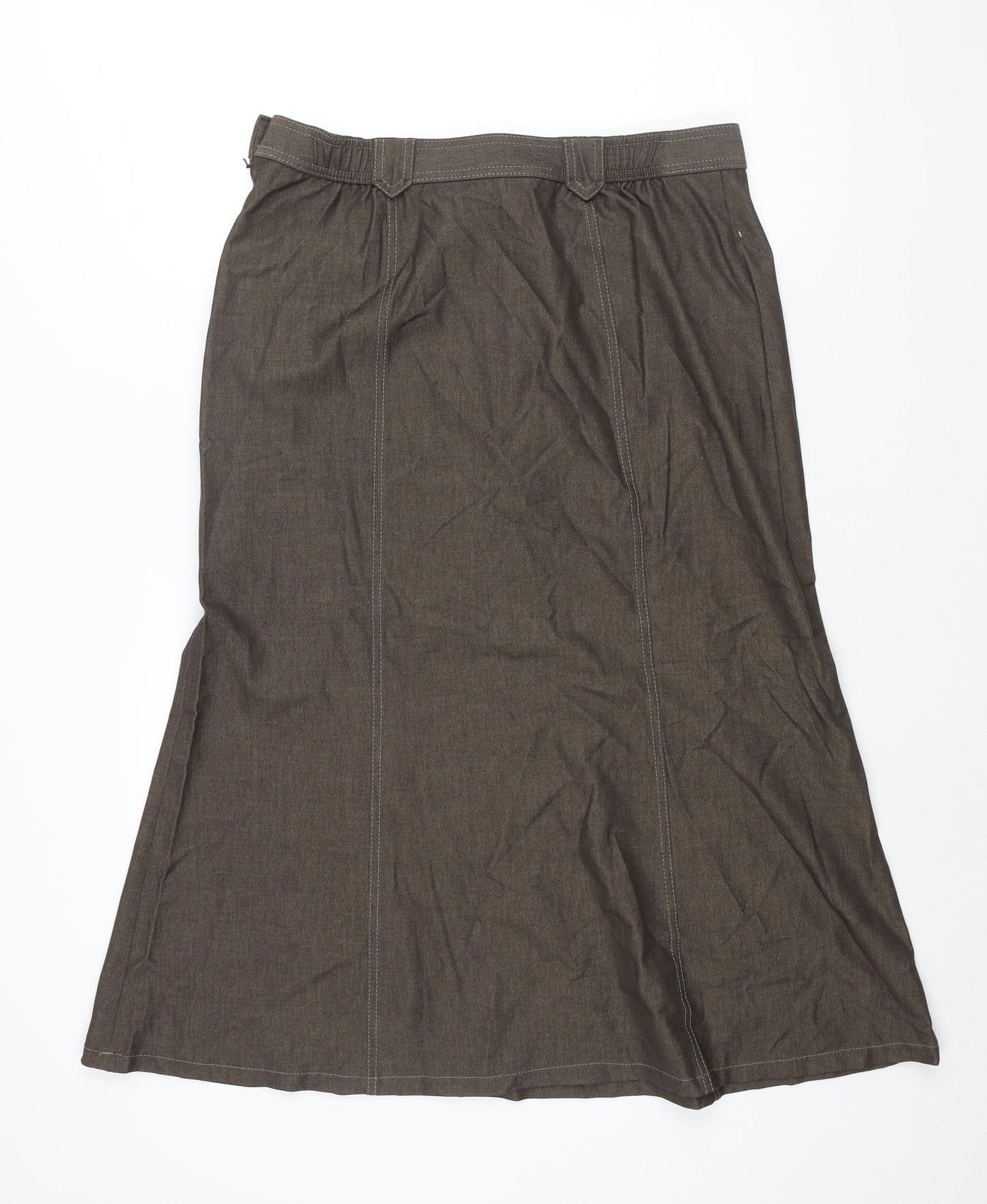 St Michael Womens Brown Polyester A-Line Skirt Size 16 Zip