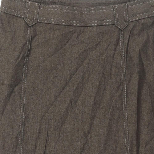 St Michael Womens Brown Polyester A-Line Skirt Size 16 Zip
