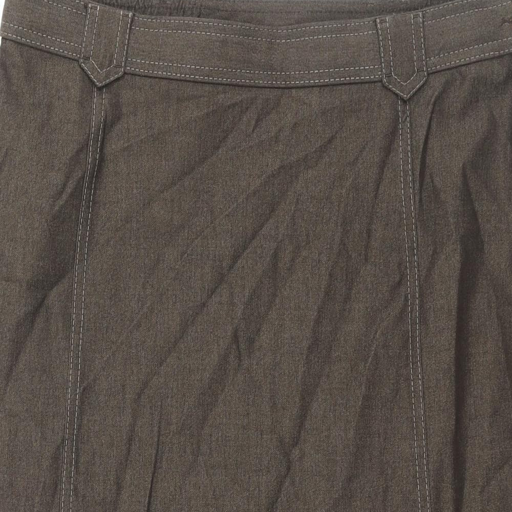 St Michael Womens Brown Polyester A-Line Skirt Size 16 Zip