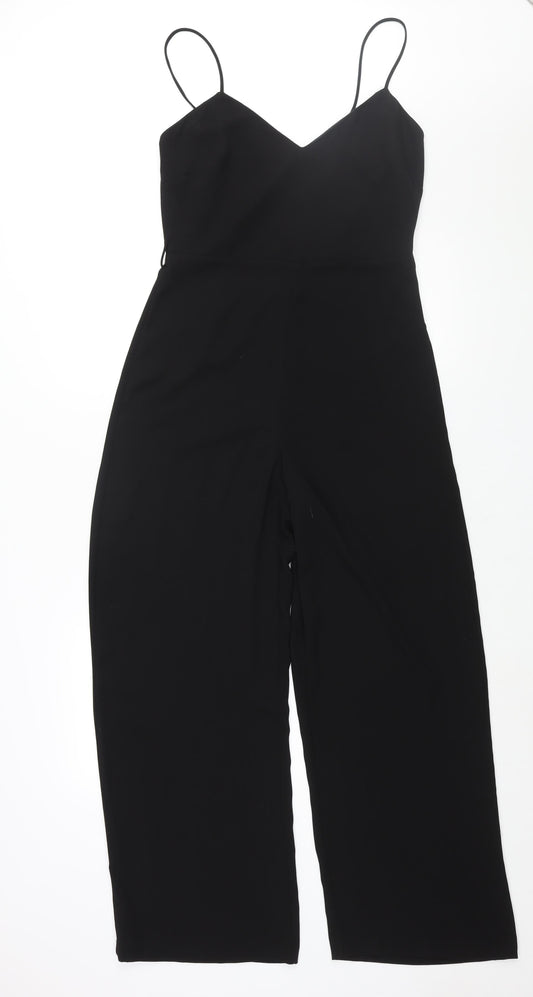 Dorothy Perkins Womens Black Polyester Jumpsuit One-Piece Size 10 L28 in Zip