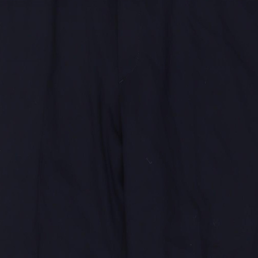 Marks and Spencer Mens Blue Wool Trousers Size 42 in L31 in Regular Hook & Eye