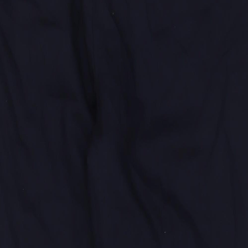 Marks and Spencer Mens Blue Wool Trousers Size 42 in L31 in Regular Hook & Eye