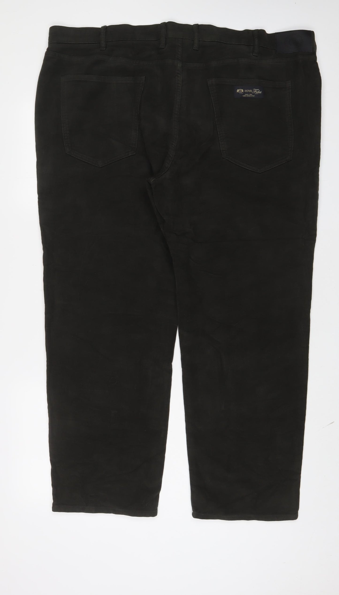 Marks and Spencer Mens Green Cotton Trousers Size 44 in L29 in Regular Zip - Short Leg