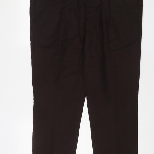 Marks and Spencer Mens Brown Cotton Trousers Size 42 in L31 in Regular Hook & Eye