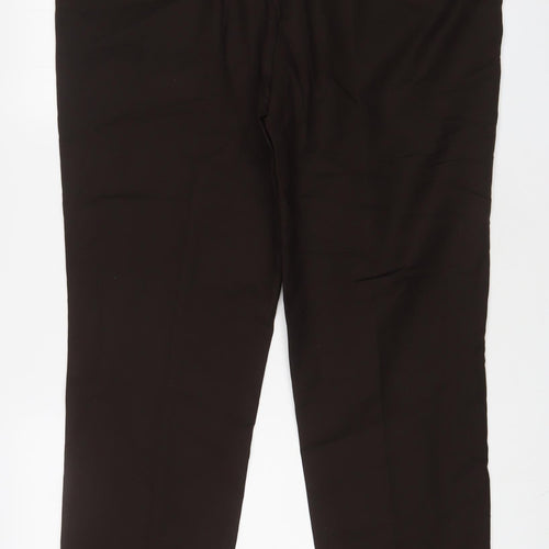 Marks and Spencer Mens Brown Cotton Trousers Size 42 in L31 in Regular Hook & Eye