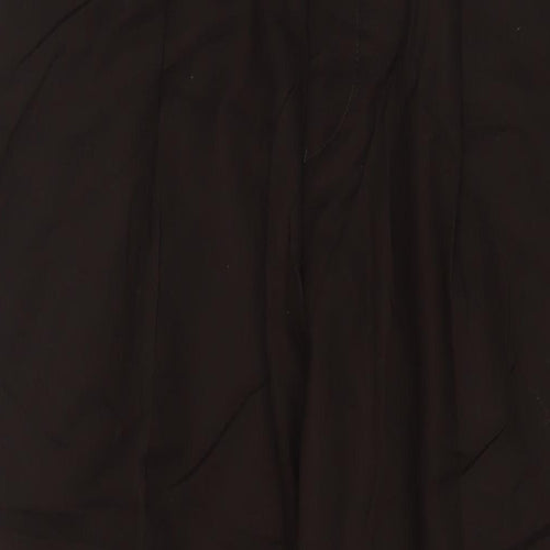 Marks and Spencer Mens Brown Cotton Trousers Size 42 in L31 in Regular Hook & Eye