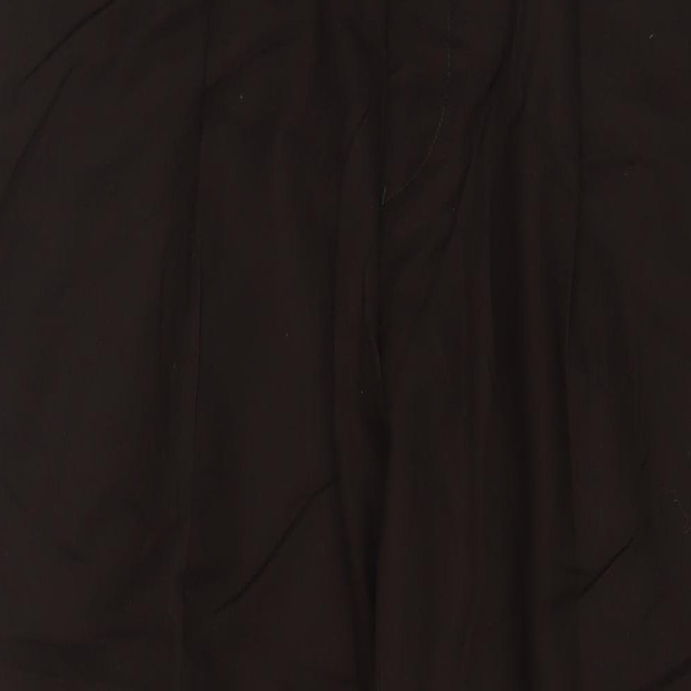Marks and Spencer Mens Brown Cotton Trousers Size 42 in L31 in Regular Hook & Eye